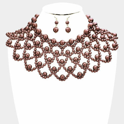 Pearl Armor Bib Choker Necklace