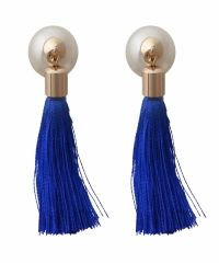 Open image in slideshow, Pearl and Tassel Double Ball Earrings

