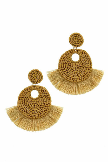 Queen Fatima of Casablanca  Ethic Beaded Fringe Earrings.