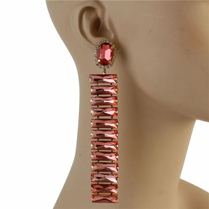 Glass Stones Rectangular  Earrings