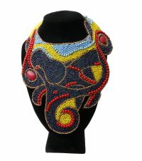 Multi Color Bead Swirl Bib Necklace