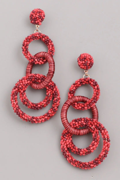 Seed Beaded Circle Link Earrings