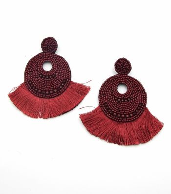 Queen Fatima of Casablanca  Ethic Beaded Fringe Earrings.