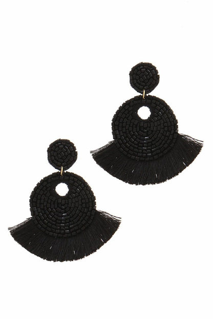 Queen Fatima of Casablanca  Ethic Beaded Fringe Earrings.