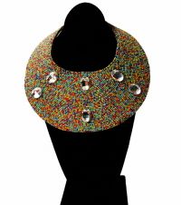 Multi Color Bead Large Collar Bib Necklace
