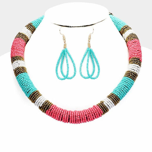 Seed Bead Roped Necklace Set