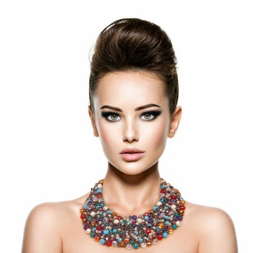 Multi Color and Hematite Bead Copper Bib