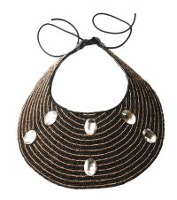 Black and Gold Bead Large Collar Bib Necklace