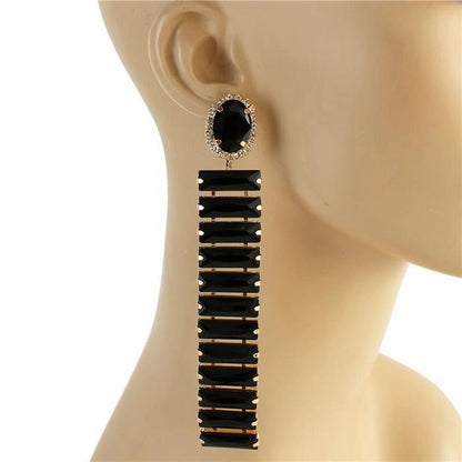 Glass Stones Rectangular  Earrings