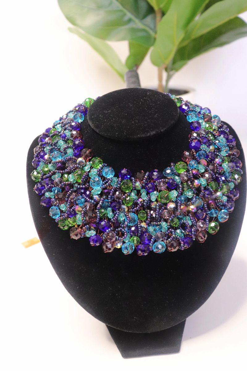 Royal Blue Bead Copper Bib