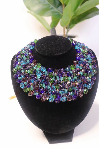Royal Blue Bead Copper Bib