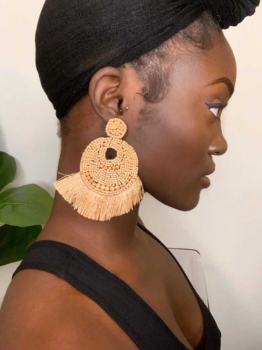 Queen Fatima of Casablanca  Ethic Beaded Fringe Earrings.