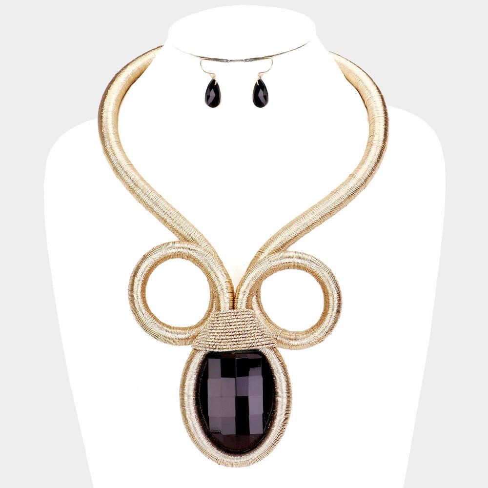 Cord Teardrop Necklace Set
