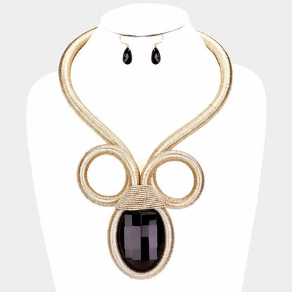 Cord Teardrop Necklace Set