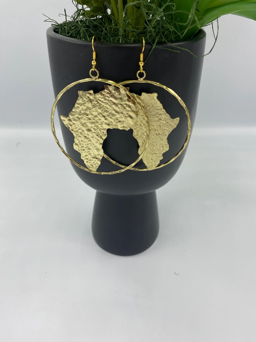 brass casted earring africa continent 