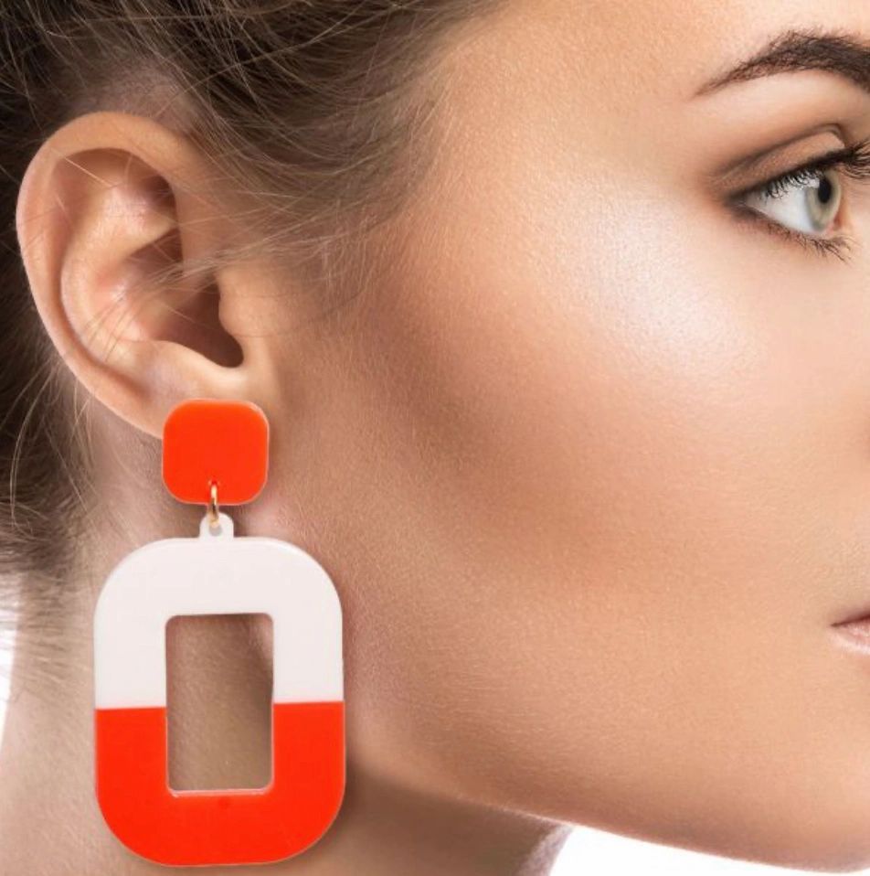 Neon Rectangle Drop Earrings