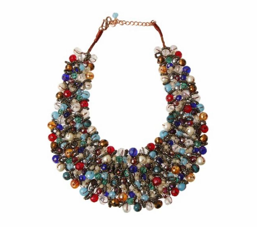 Multi Color and Hematite Bead Copper Bib