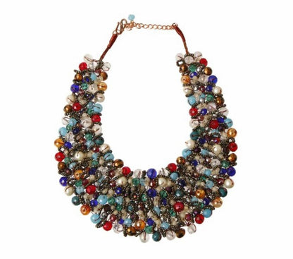 Multi Color and Hematite Bead Copper Bib