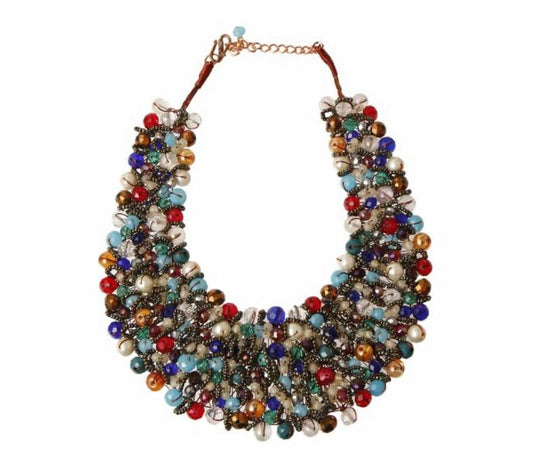 Multi Color and Hematite Bead Copper Bib