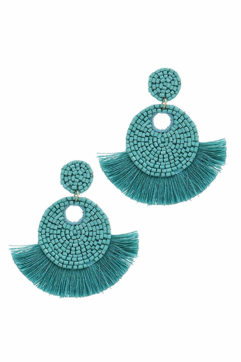 Queen Fatima of Casablanca  Ethic Beaded Fringe Earrings.