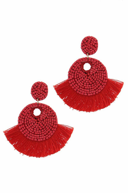 Queen Fatima of Casablanca  Ethic Beaded Fringe Earrings.
