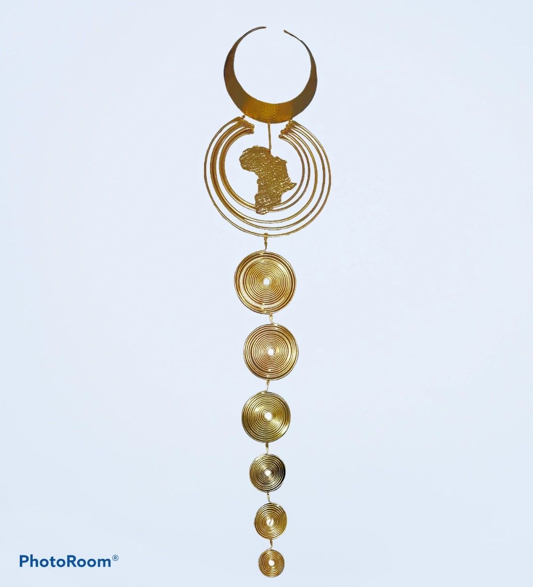 Queen N’Kama Brass Long Map Necklace