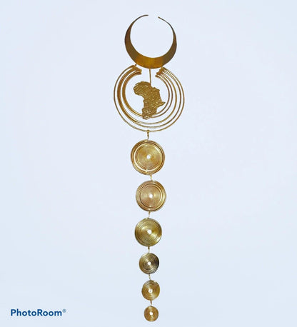 Queen N’Kama Brass Long Map Necklace