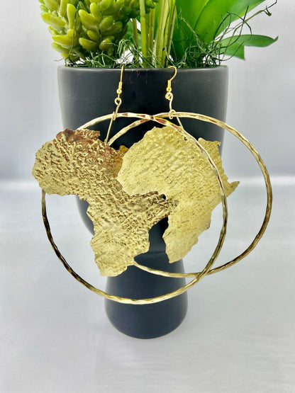 Queen N’Kama Brass Large  Map Earrings