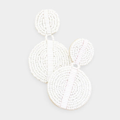 Seed Beaded Double Round Drop Earrings