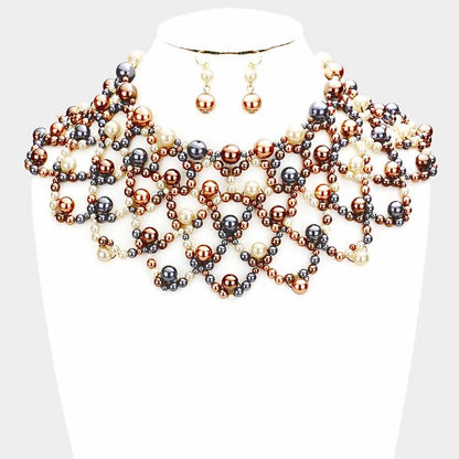 Pearl Armor Bib Choker Necklace