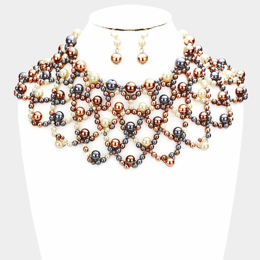 Pearl Armor Bib Choker Necklace