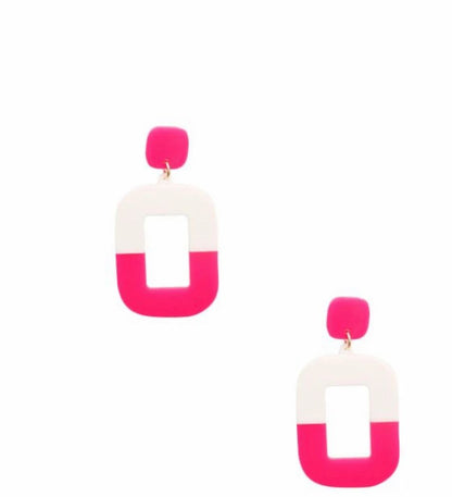 Neon Rectangle Drop Earrings