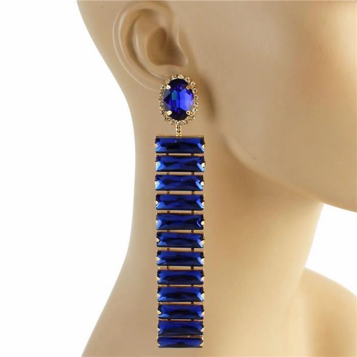 Glass Stones Rectangular  Earrings
