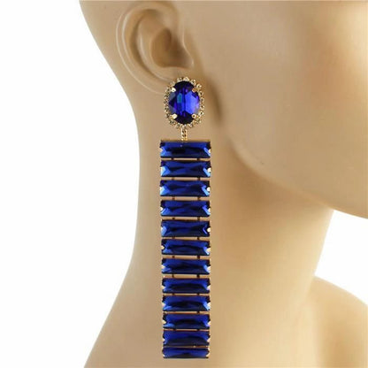 Glass Stones Rectangular  Earrings
