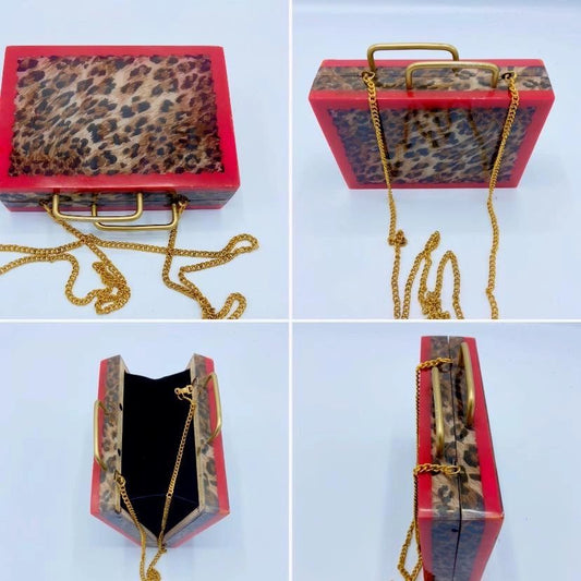 red acrylic leopard trimming box