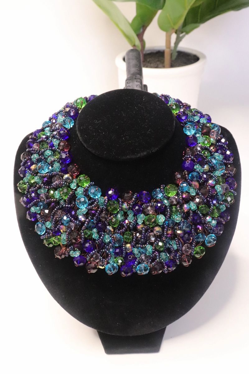 Royal Blue Bead Copper Bib