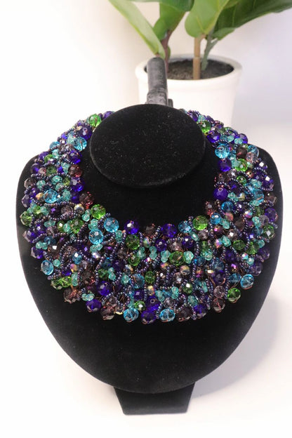 Royal Blue Bead Copper Bib