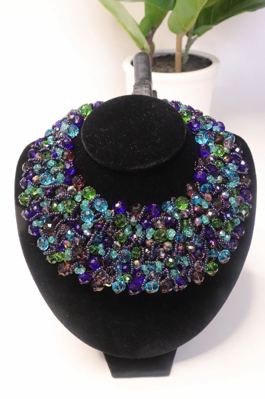 Royal Blue Bead Copper Bib