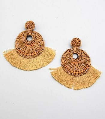 Queen Fatima of Casablanca  Ethic Beaded Fringe Earrings.