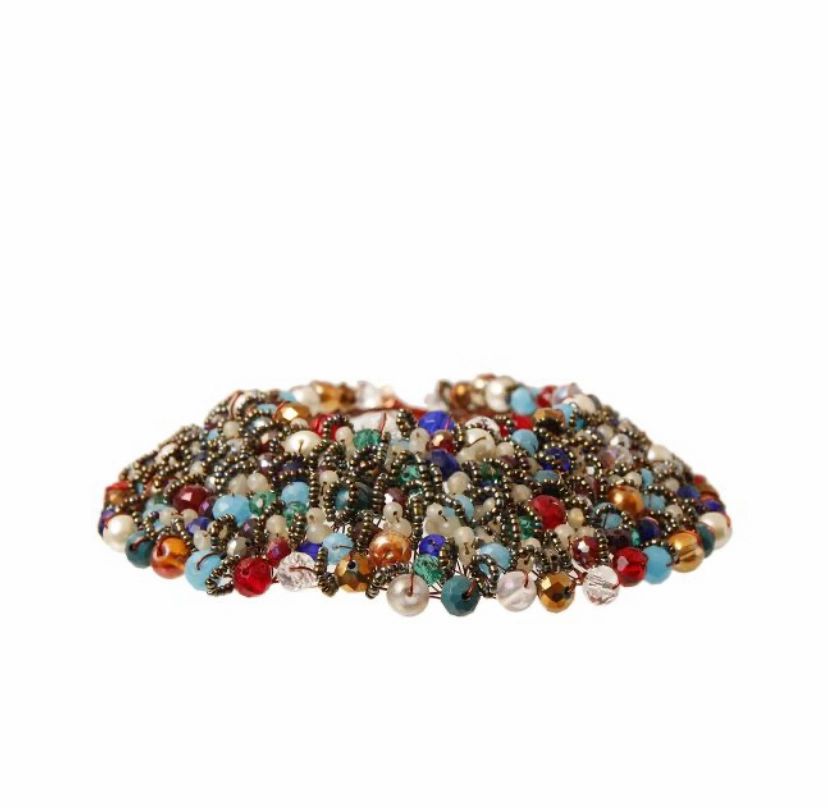 Multi Color and Hematite Bead Copper Bib