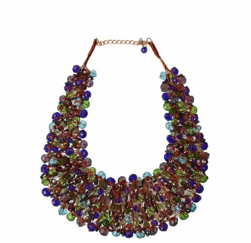 Royal Blue Bead Copper Bib