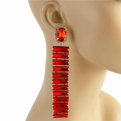 Glass Stones Rectangular  Earrings