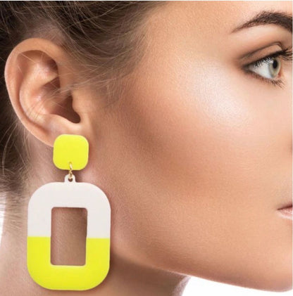 Neon Rectangle Drop Earrings