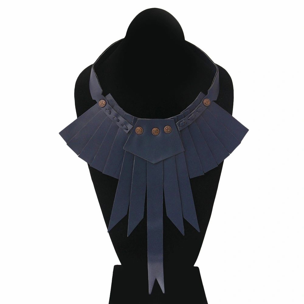 Navy Leather Fringe Choker Necklace