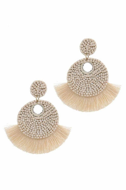 Queen Fatima of Casablanca  Ethic Beaded Fringe Earrings.