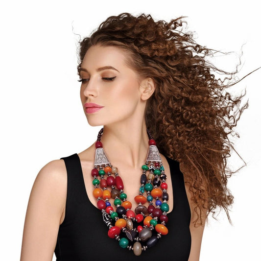 Tribal Bead Layered Necklace