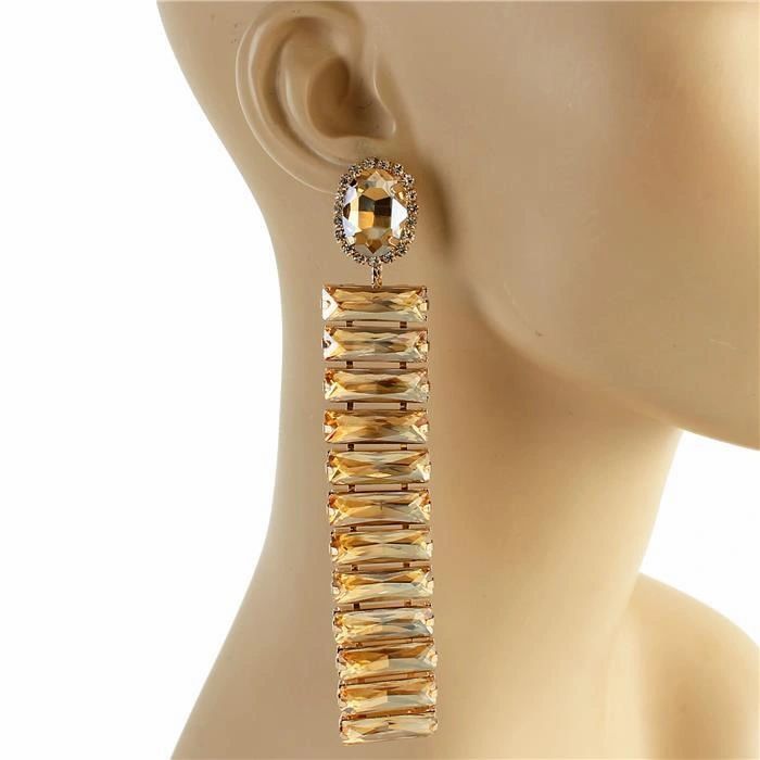 Glass Stones Rectangular  Earrings
