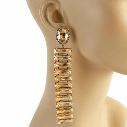Glass Stones Rectangular  Earrings