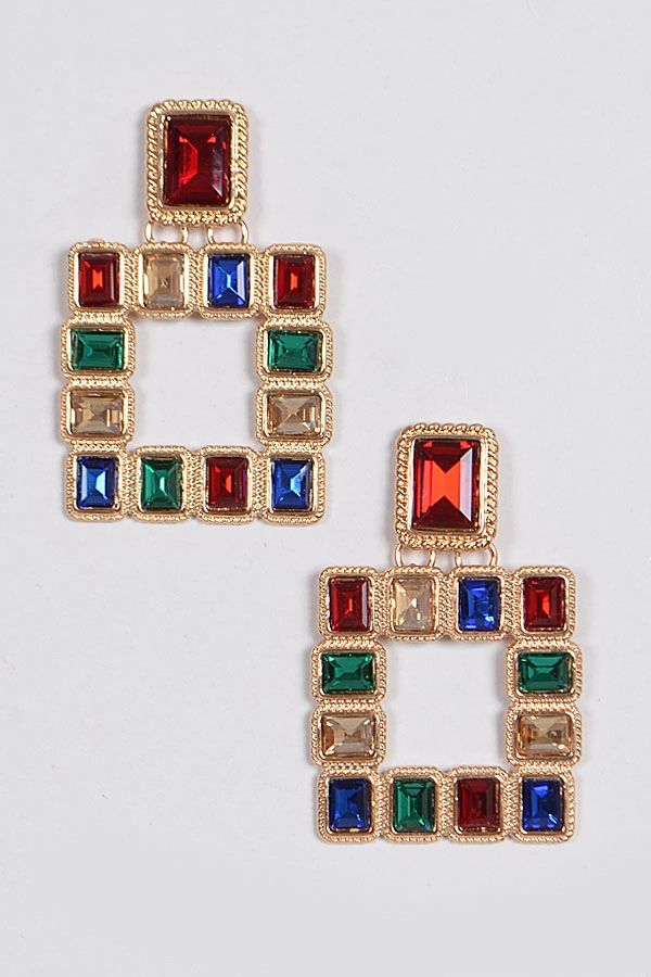 Square Gemstone Earring.