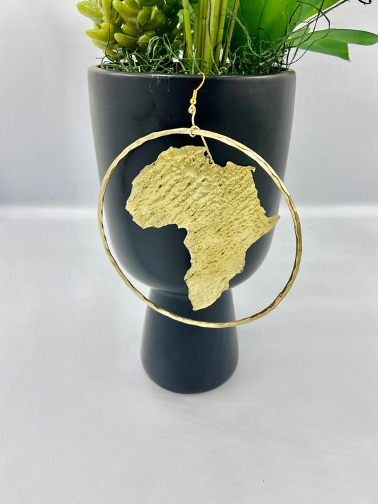 Queen N’Kama Brass Large  Map Earrings